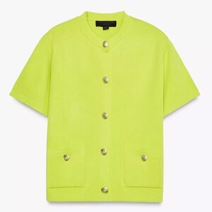 ZARA Short Sleeve Knit Cardigan – Lime Green
